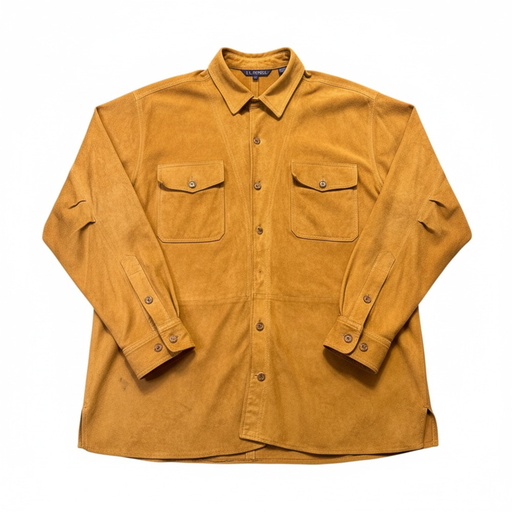 J.L. Powell Suede Heritage Shirt Coat Men’s XL Tan Camel Leather Work Western